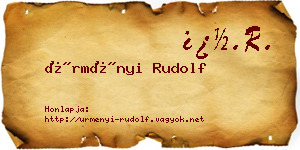 Ürményi Rudolf névjegykártya